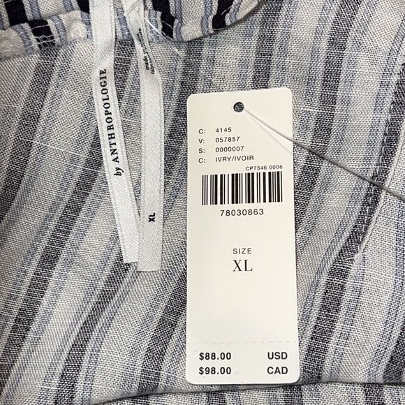 NWT ANTHROPOLOGIE SQUARE NECK GAUZE MINI DRESS Navy/White XL - Picture 11 of 14